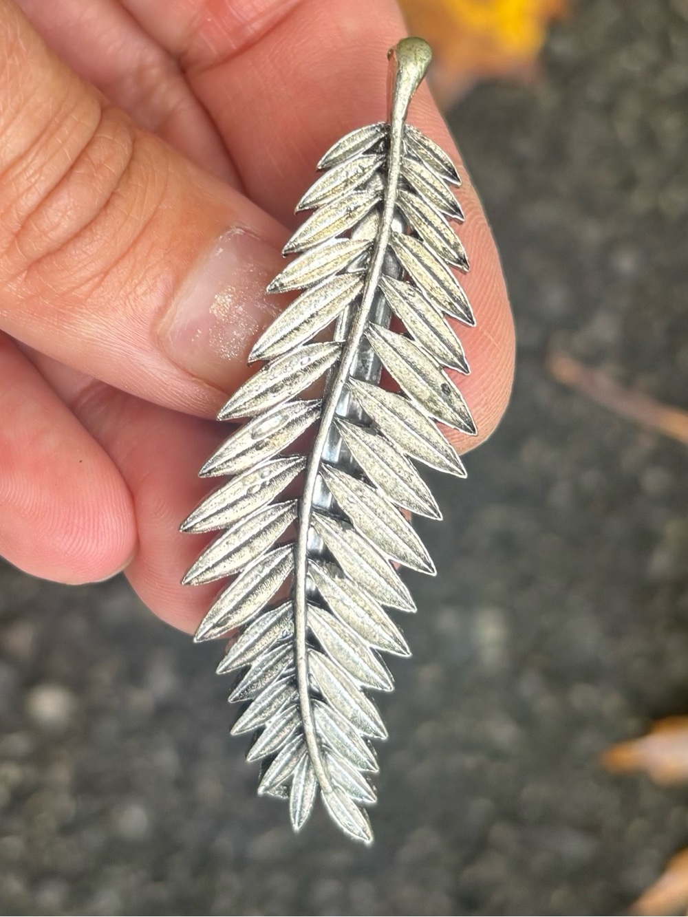 Silver Leaf Hair Barrette